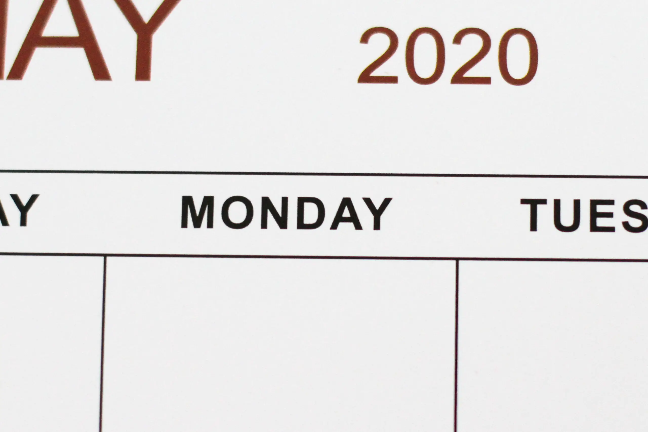 Monday calendar