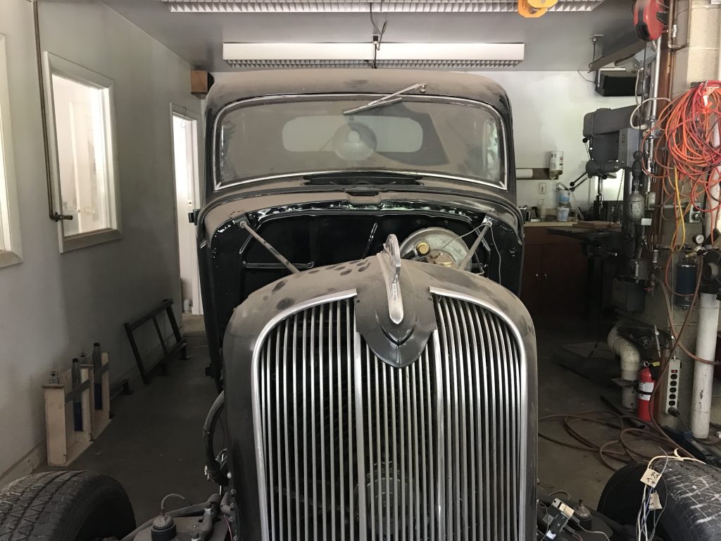 vintage car being restored