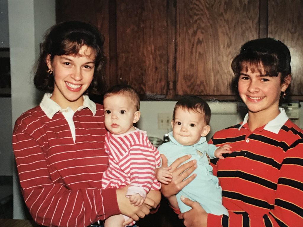 Kristen and her sister with twin cousins