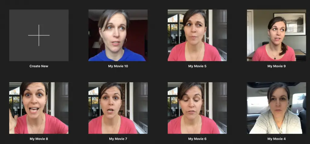 screenshots of Kristen making faces