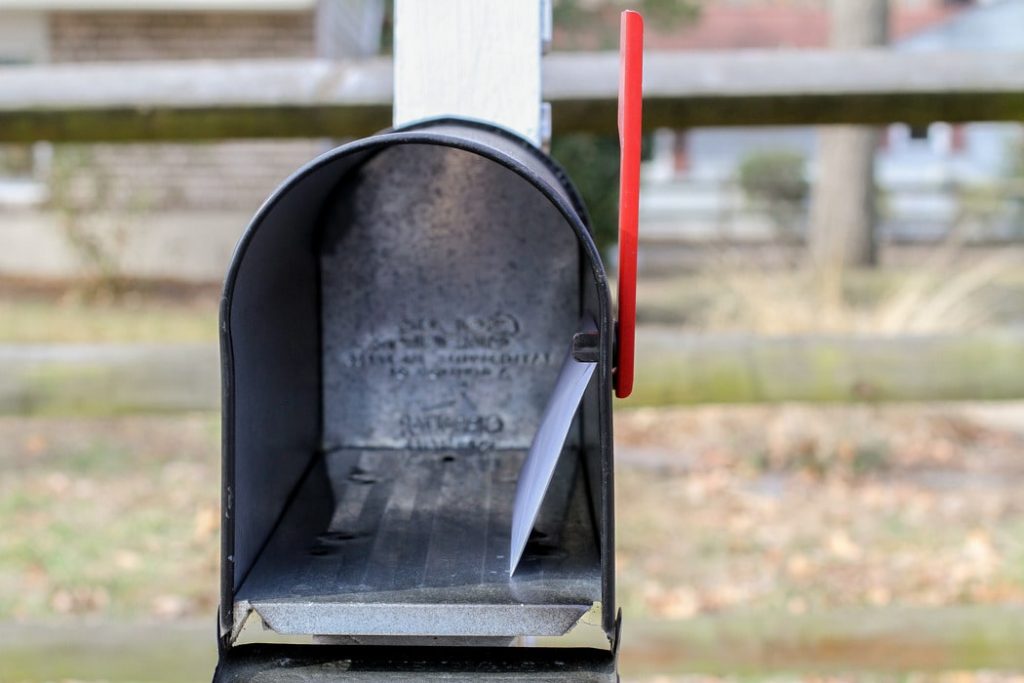 mailbox with the flag up