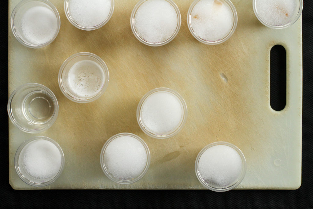 Cups in a catalase experiment.