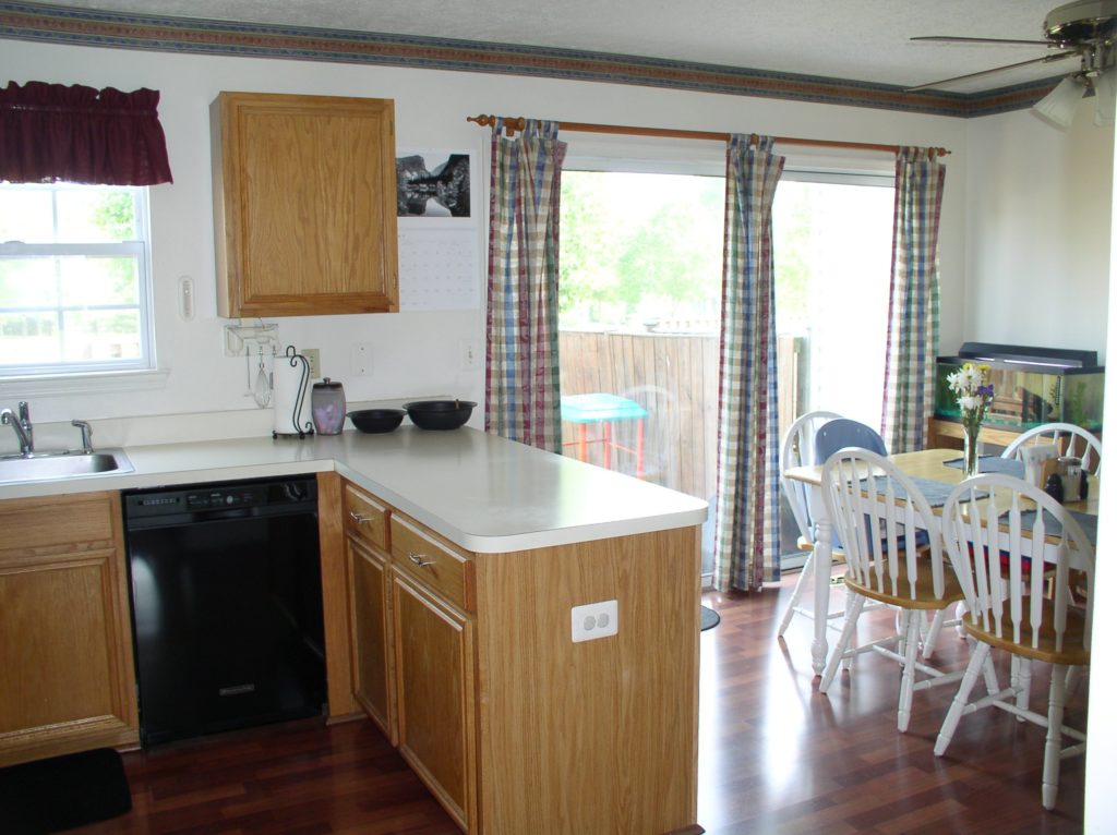 A townhouse kitchen and dining room.